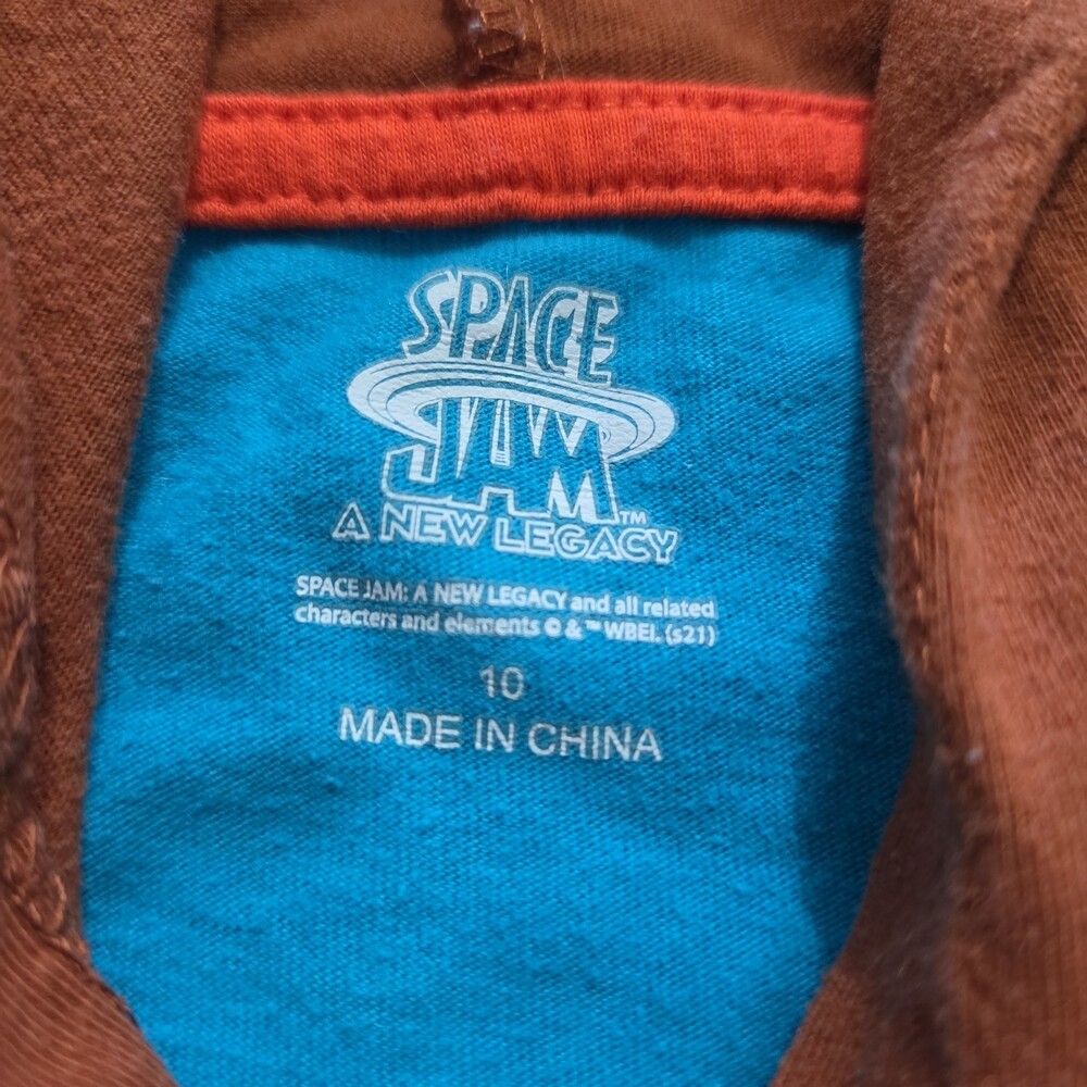 Space Jam Taz Boys Hooded Shirt 10 Tune Squad Deep Teal 2021 - Picture 3 of 16